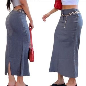 Vintage grey maxi skirt with slit